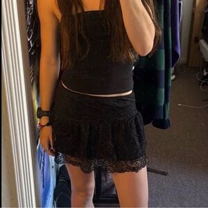 Black Lace Tiered Mini Skirt